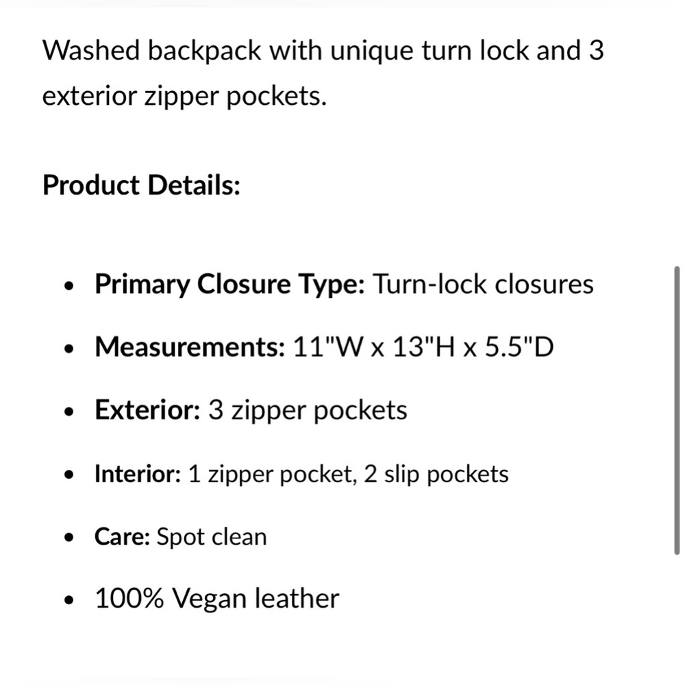 NWT Jeren Washed Vegan Leather Backpack - Picture 11 of 11